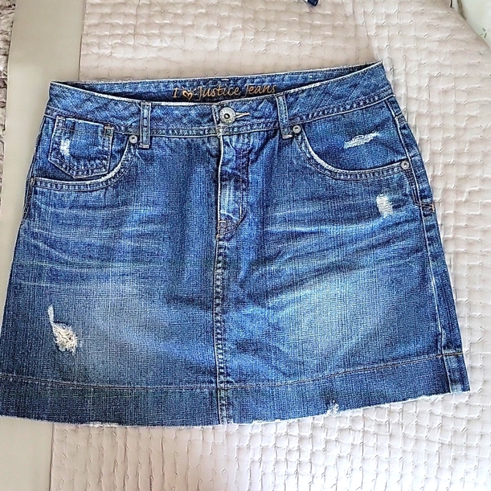 Justice denim skirt with built in shorts size 16R